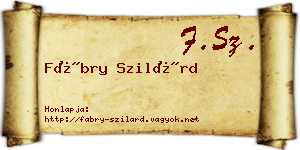 Fábry Szilárd névjegykártya